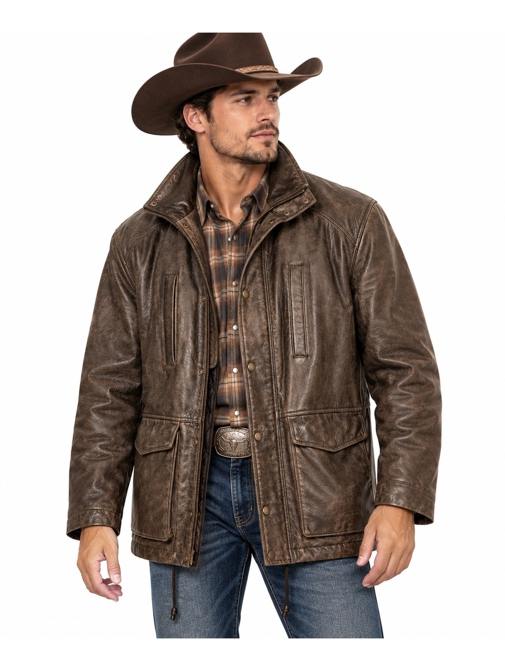 Wallance H Men’s M Genuine Leather Brown Field Utility Jacket